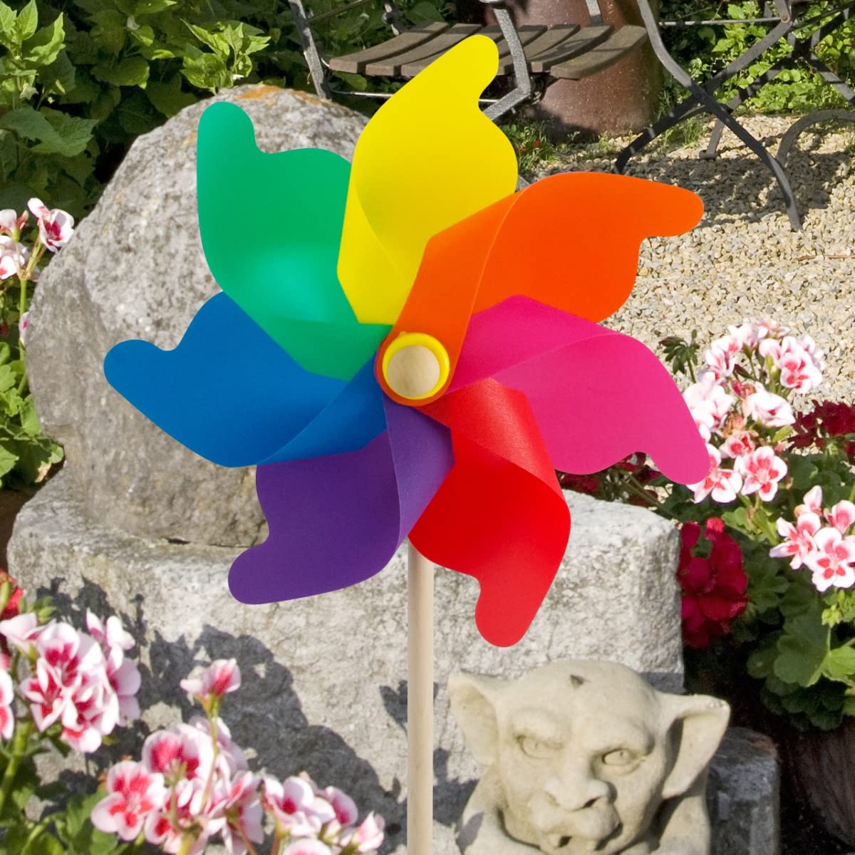 Mulino a vento - Moulin RAINBOW 31 - Mulino a vento: Ø31cm, altezza totale: 75cm - resistente ai raggi UV e alle intemperie - fornito assemblato, incluso asta di support