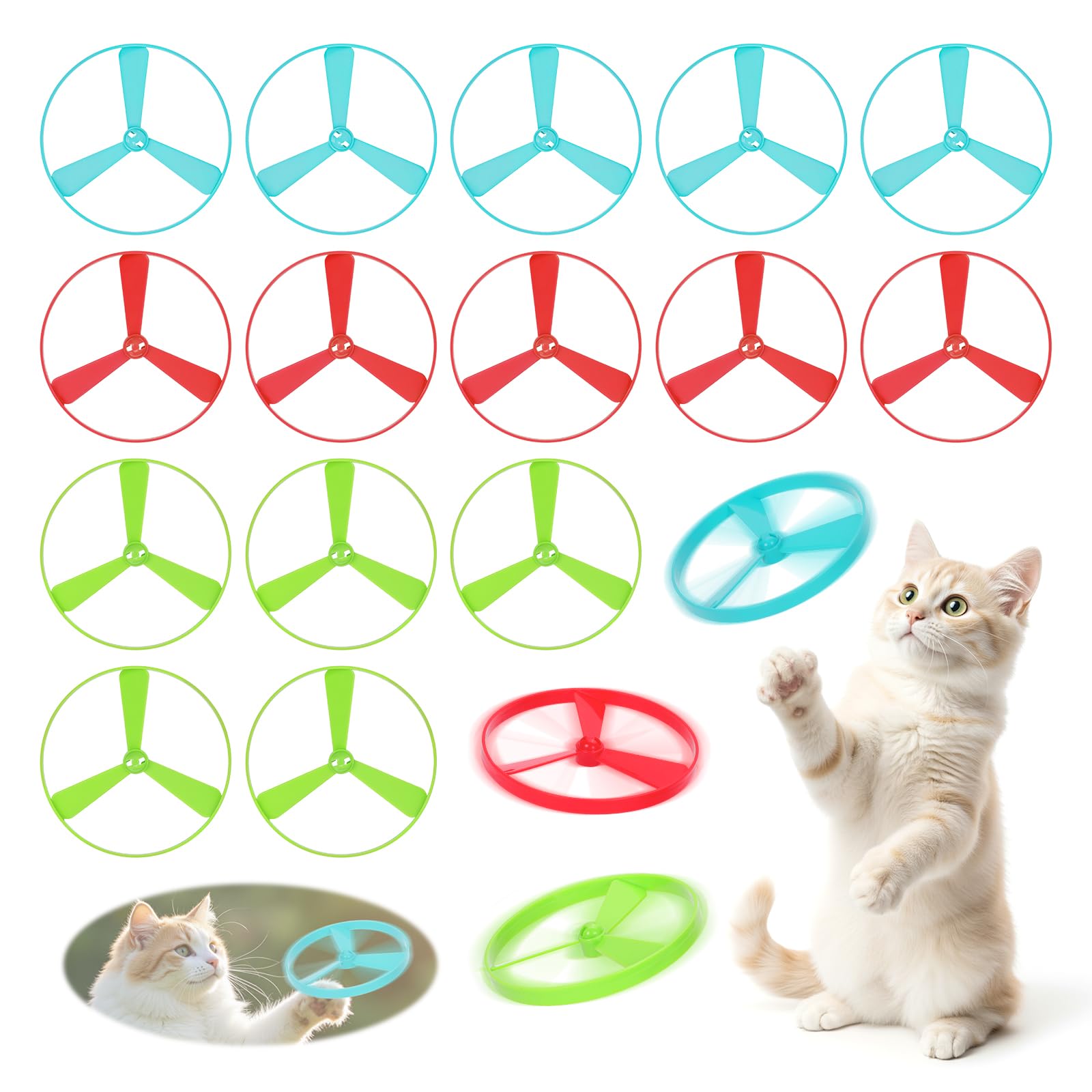 15 PCS Flying Spinners for Disc Launcher Interactive Cat Fetch Toy