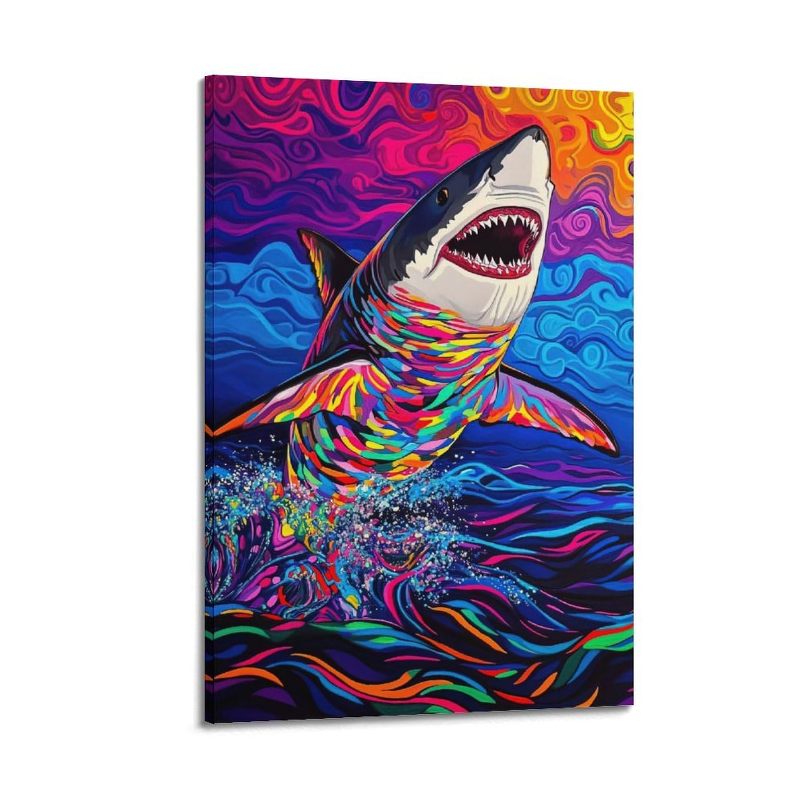 ZSZWHJ Animal Poster Offshore Sharks Poster Decorative Painting Canvas Wall Posters And Art Picture Print Modern Family Bedroom Decor Posters 20x30inch(50x75cm)