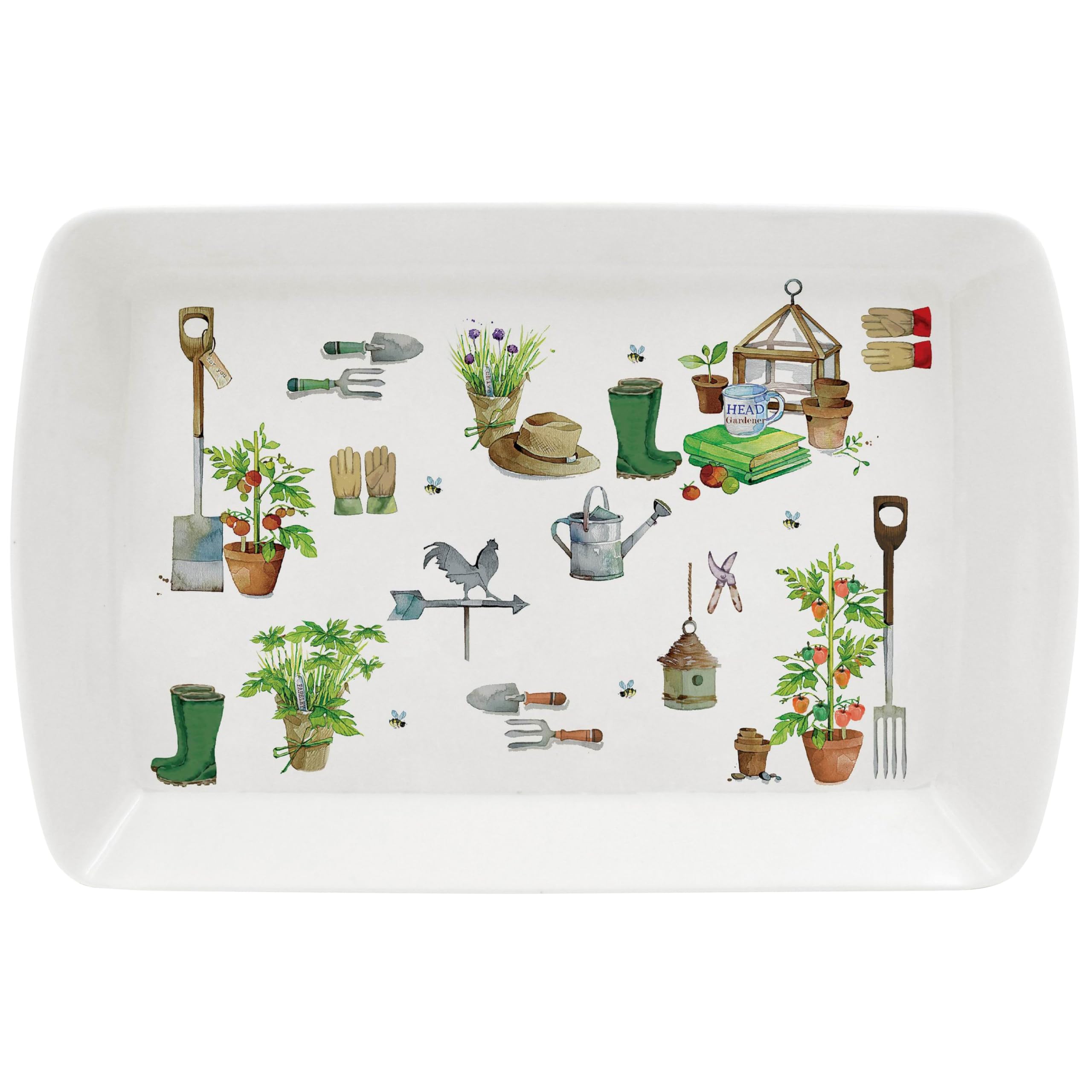 LESSER & PAVEY Small Serving Tray Garden Theme Melamine Design Gardening Lover Gift Snack Tray