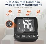Checkme Blood Pressure Monitor for Home Use, Bluetooth Blood Pressure Machine w X3 Mesure Function, Arm Cuff 22-42cm, Large Screen w Backlit, 2 Power Mode, 2*199 Memory & Unlimited Data on APP, BP3-B