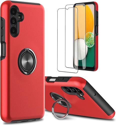 lovpec Funda para teléfono Samsung Galaxy A13 5G con protector de pantalla de TPU suave, soporte de anillo con soporte de doble capa de protección,