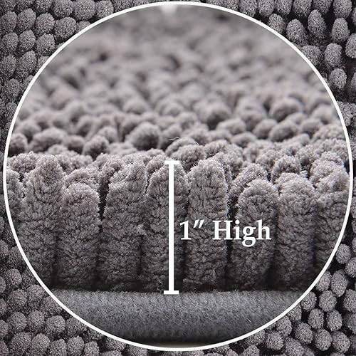 Miniatura 5 de Juego de 4 alfombras de baño de felpa, suaves, acogedoras, duraderas, gruesas, antideslizantes, para suelo de baño, bañera y ducha, color gris oscuro