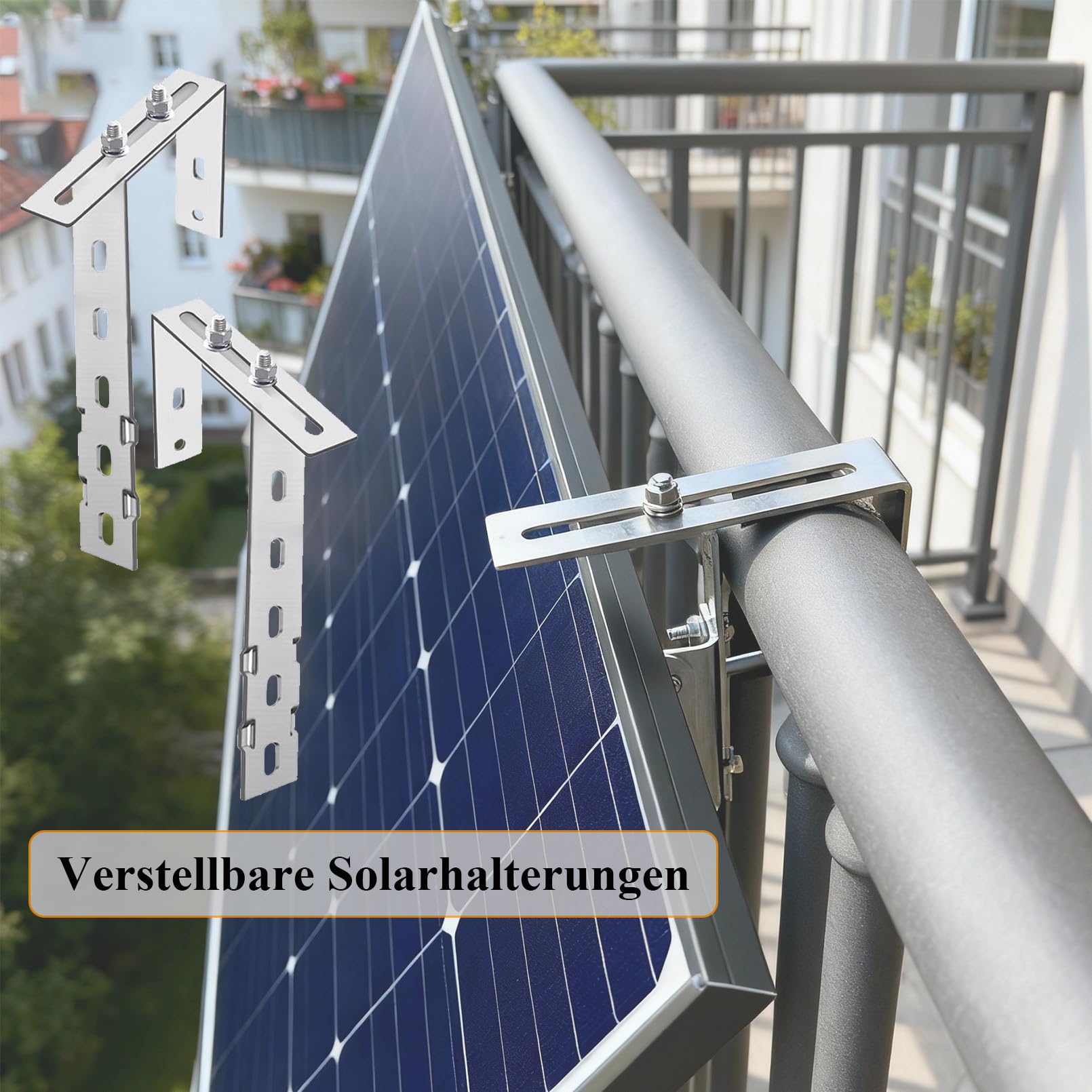 Solarhalterungen Verstellbare Solarhalterungen für Balkone Solarstromstation-Halterung Solarpanel-Aufhänger Quadratische Photovoltaik-Halterung für Solarpanels (4er-Pack)