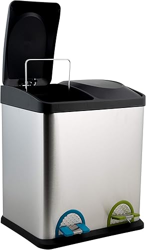 Miniatura 7 de Organize It All Bote de basura de reciclaje de 8 galones 30 litros acero inoxidable