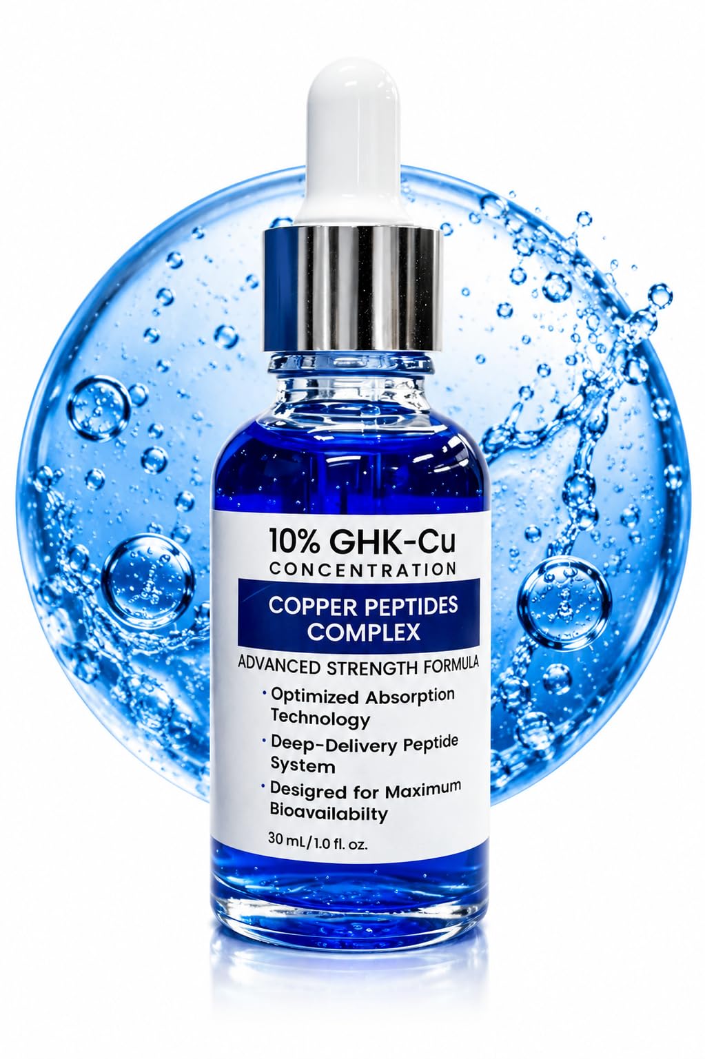 GHK-Cu Copper Peptide Face Serum with Hyaluronic Acid, 1fl oz