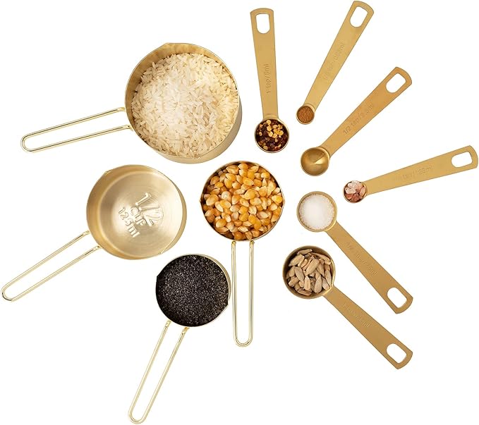 Gold Measuring Cups & Measuring Spoons 10-Piece Set (4 Cups; 6 Spoons)