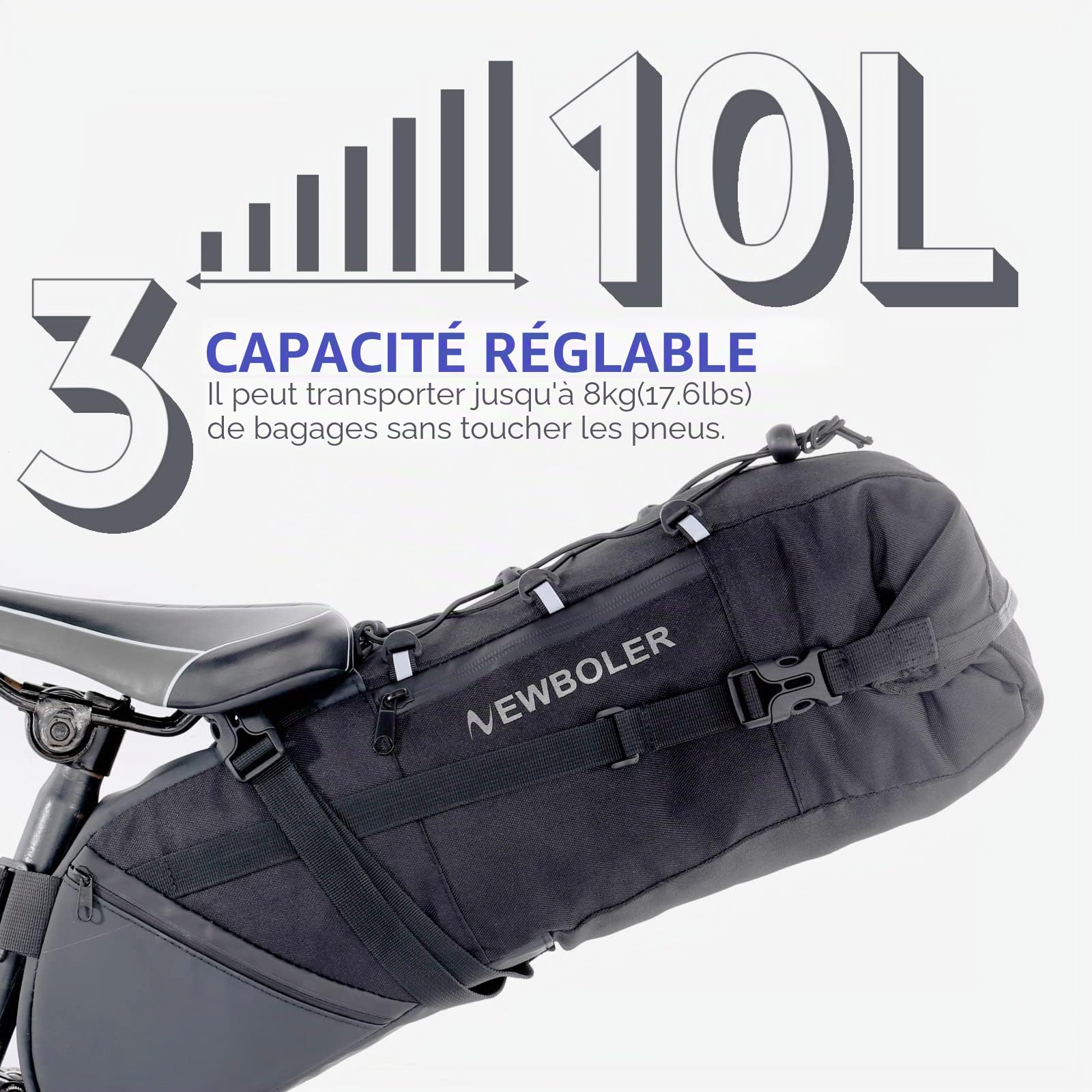 Lixada Sacoche pour porte-bagages arrière de vélo multifonction, Bike Saddle Bag - 10L
