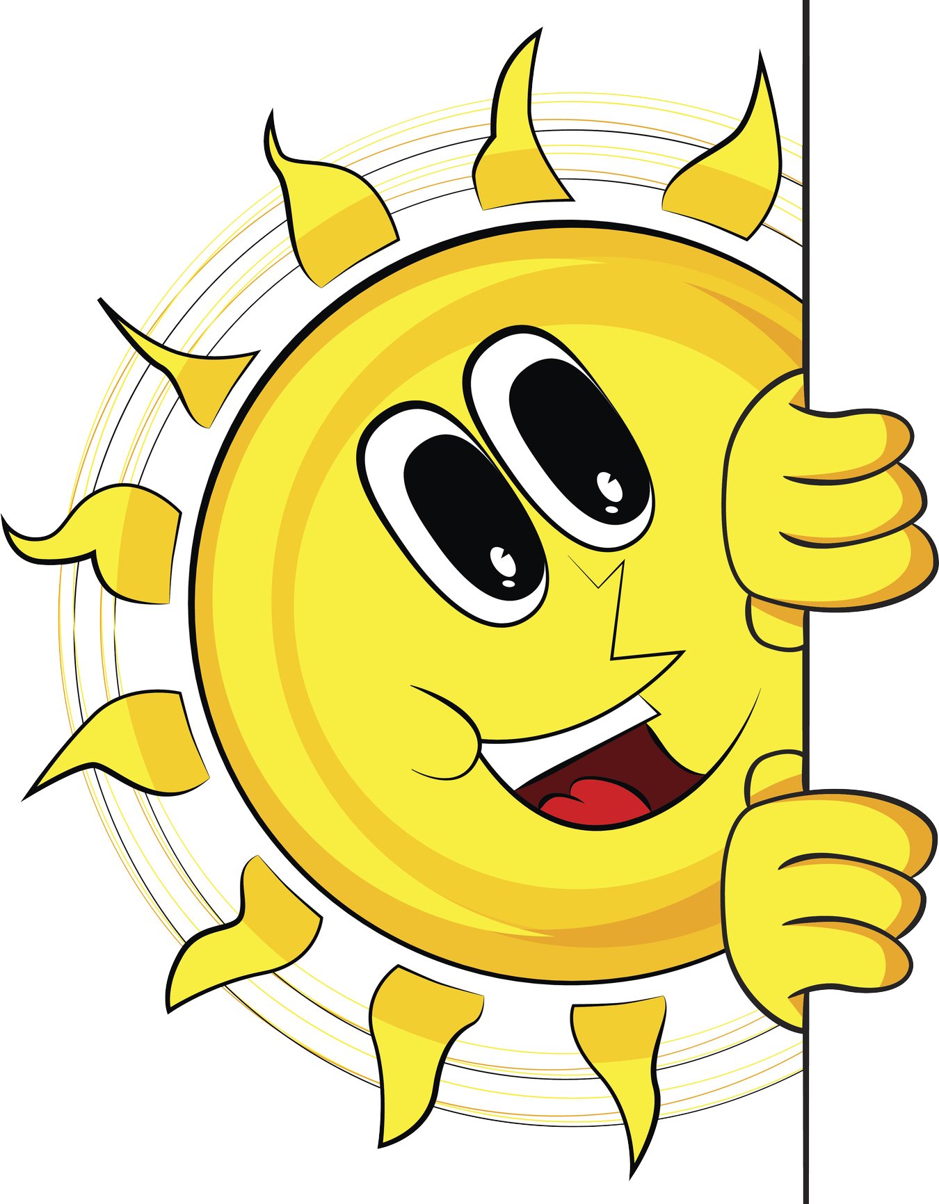 Adorable Kindergarten Peeking Sun Cartoon Emoji Vinyl Decal