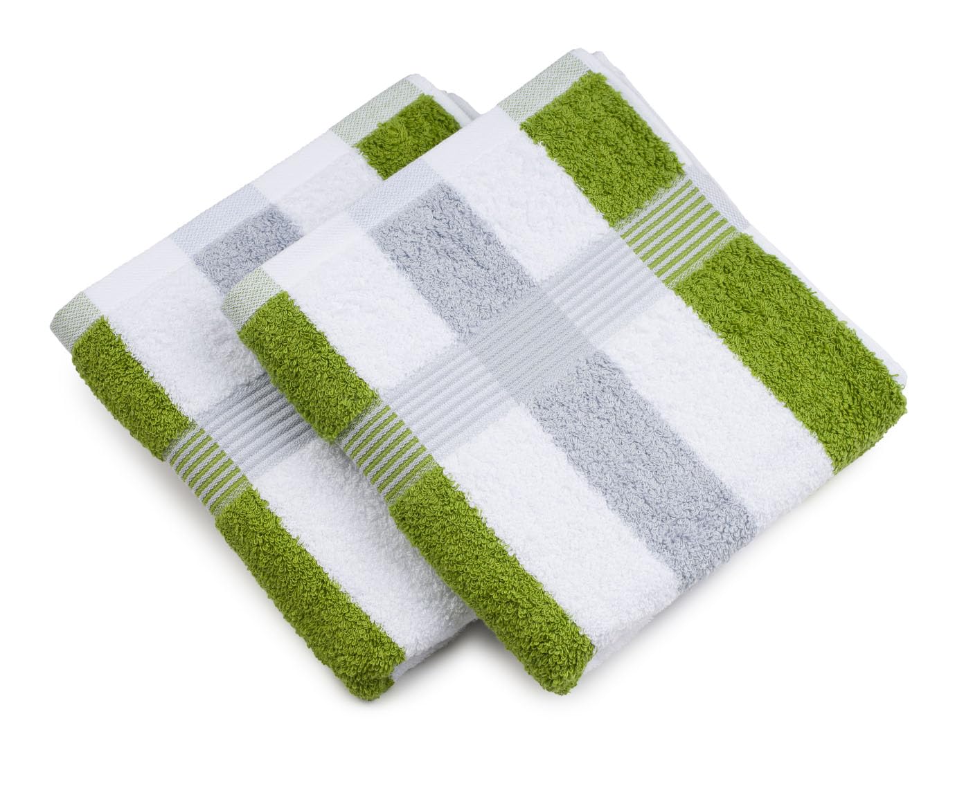 Gözze Handtuch, 2er Set, New York Streifen 50/100 cm, apfelgrün/weiß/silber