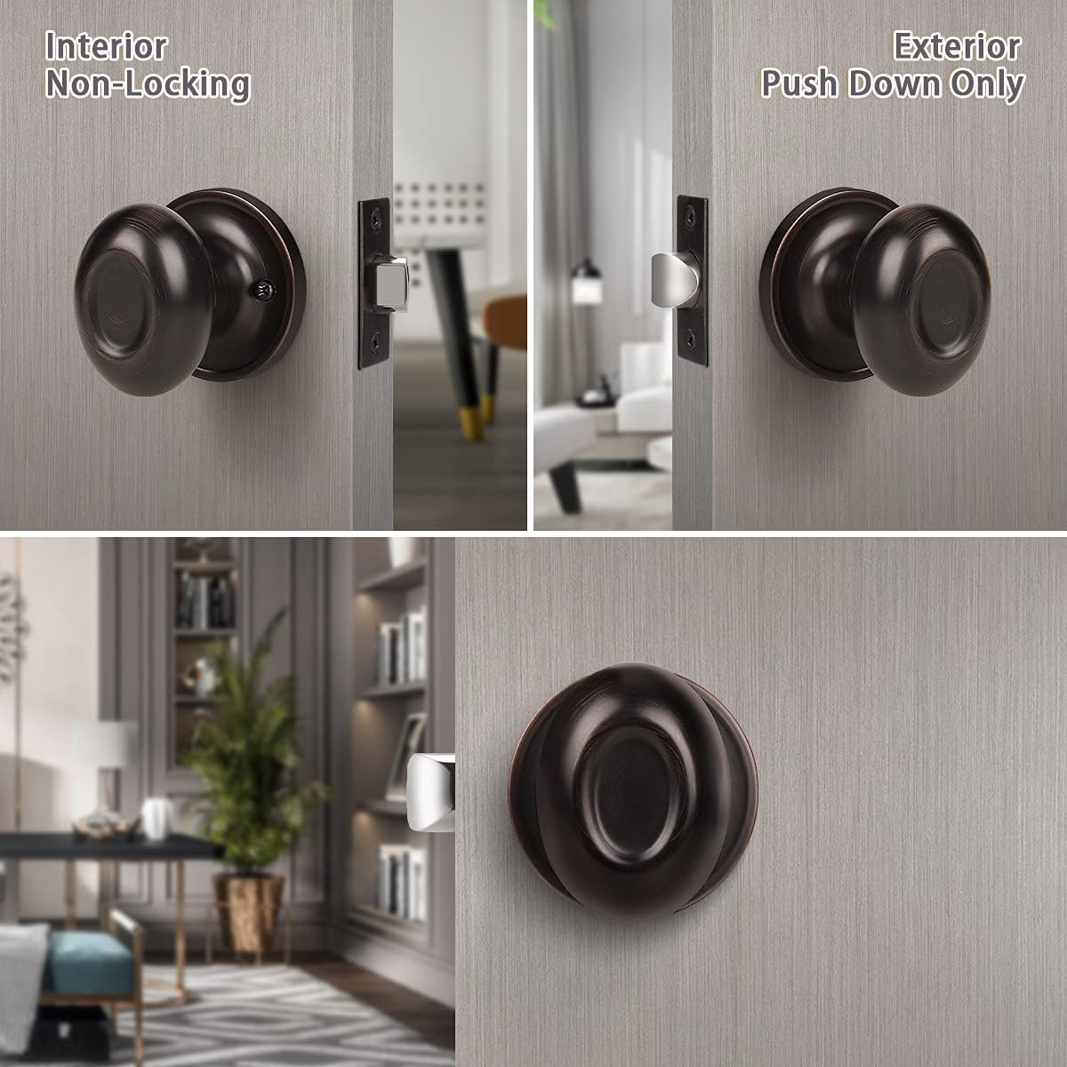 70% Off Discount KNOBWELL 10 Pack Oil Rubbed Bronze Passage Door Knob Set with Oval Style, Closet Door Knob, Modern Door Knob with Concealed Screws, Interior Door Knobs