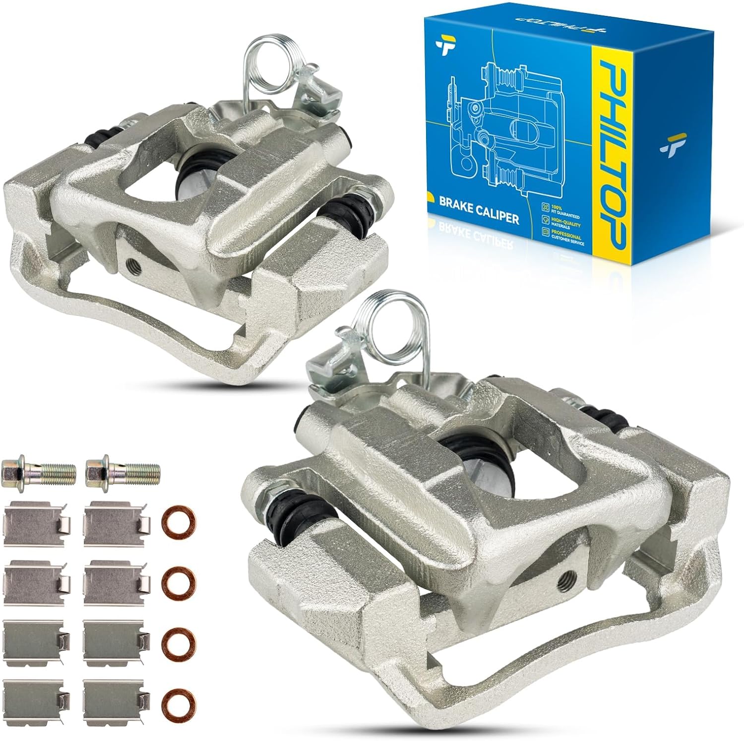 PHILTOP 18-B5263 18-B5262 Rear Disc Brake Caliper Assembly Ford Lincoln for 2011-2019 Explorer, 2013-2019 Taurus SE SEL, 2010-2014 Flex, 2010-2014 MKT, Rear Driver Passenger without Heavy Duty Brakes