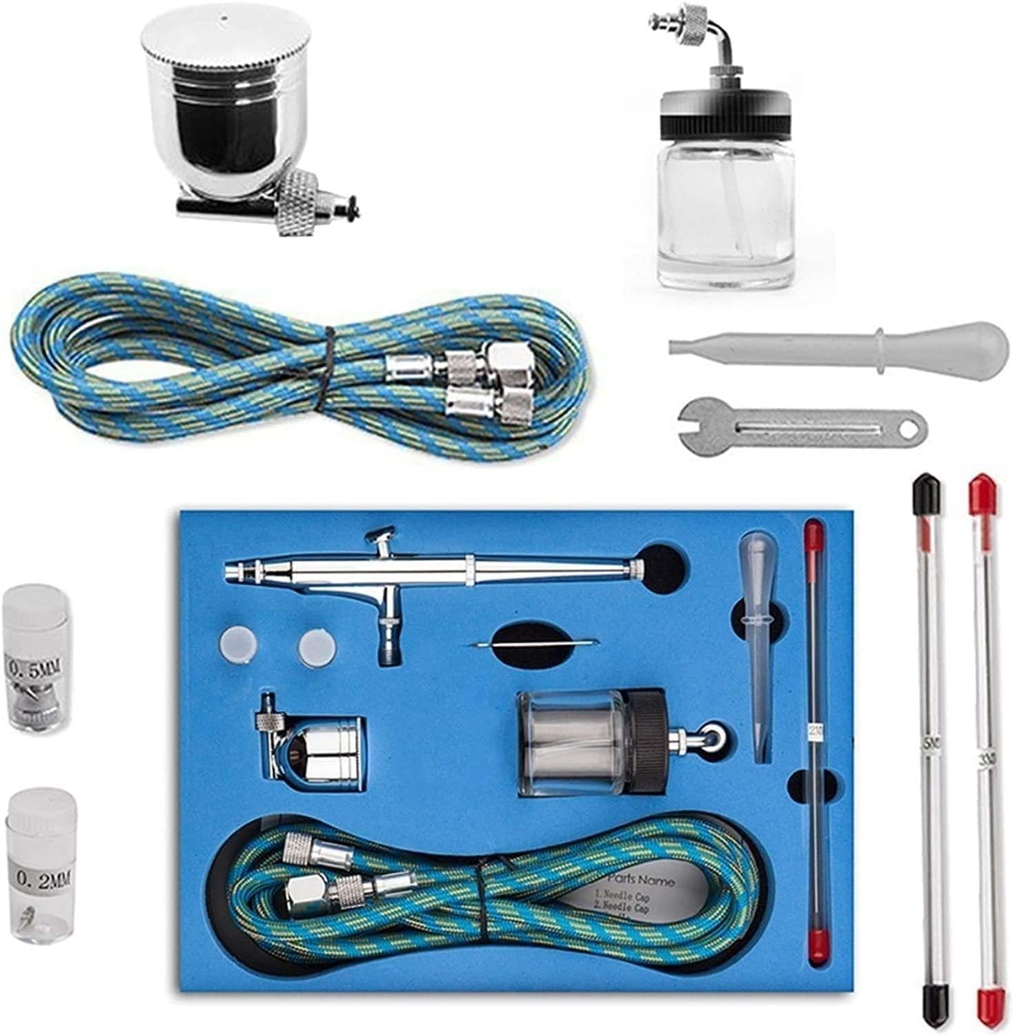 Airbrush Kit DONCK Paint Sprayer 0.2/0.3/0.5mm Nozzles Dual Action Airbrush Air Compressor Kit 7cc/22cc Cup Spray Airbrush For Craft Cake Paint Art Paint Sprayer Airbrush Kit (Color : C) for Nail Art,