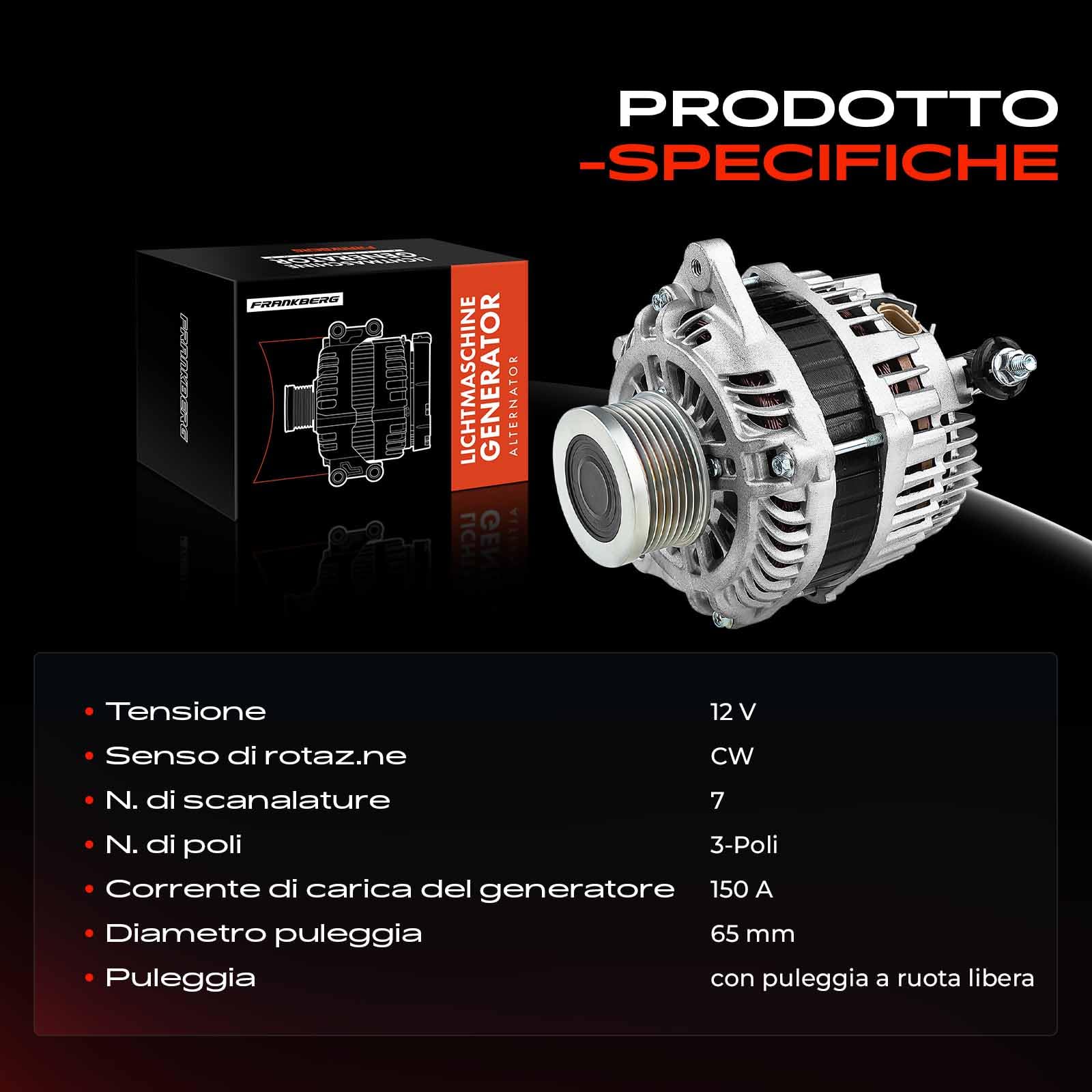 Frankberg Alternatore 23100-EB31B | 23100-EB31B; Compatibile con: Cabstar F24M F24W, NP300 Navara pianale/telaio D40, Pathfinder III R51, NP300 Navara D40