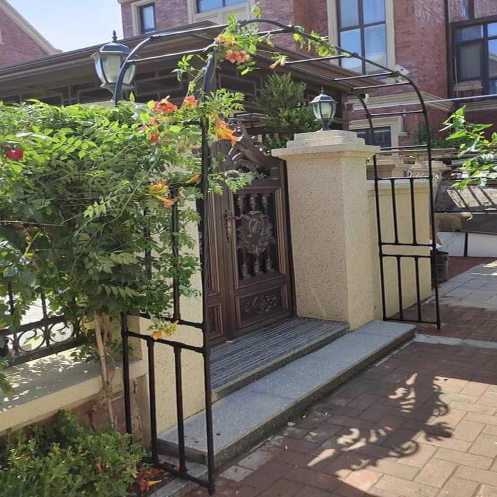Arbor ad arco da giardino in metallo antiruggine per piante rampicanti, larghezza regolabile da 1,2 a 3,2 m, traliccio alto 2,4 m, perfetto per matrimoni e feste all'aperto, finitura nera (240 x 240