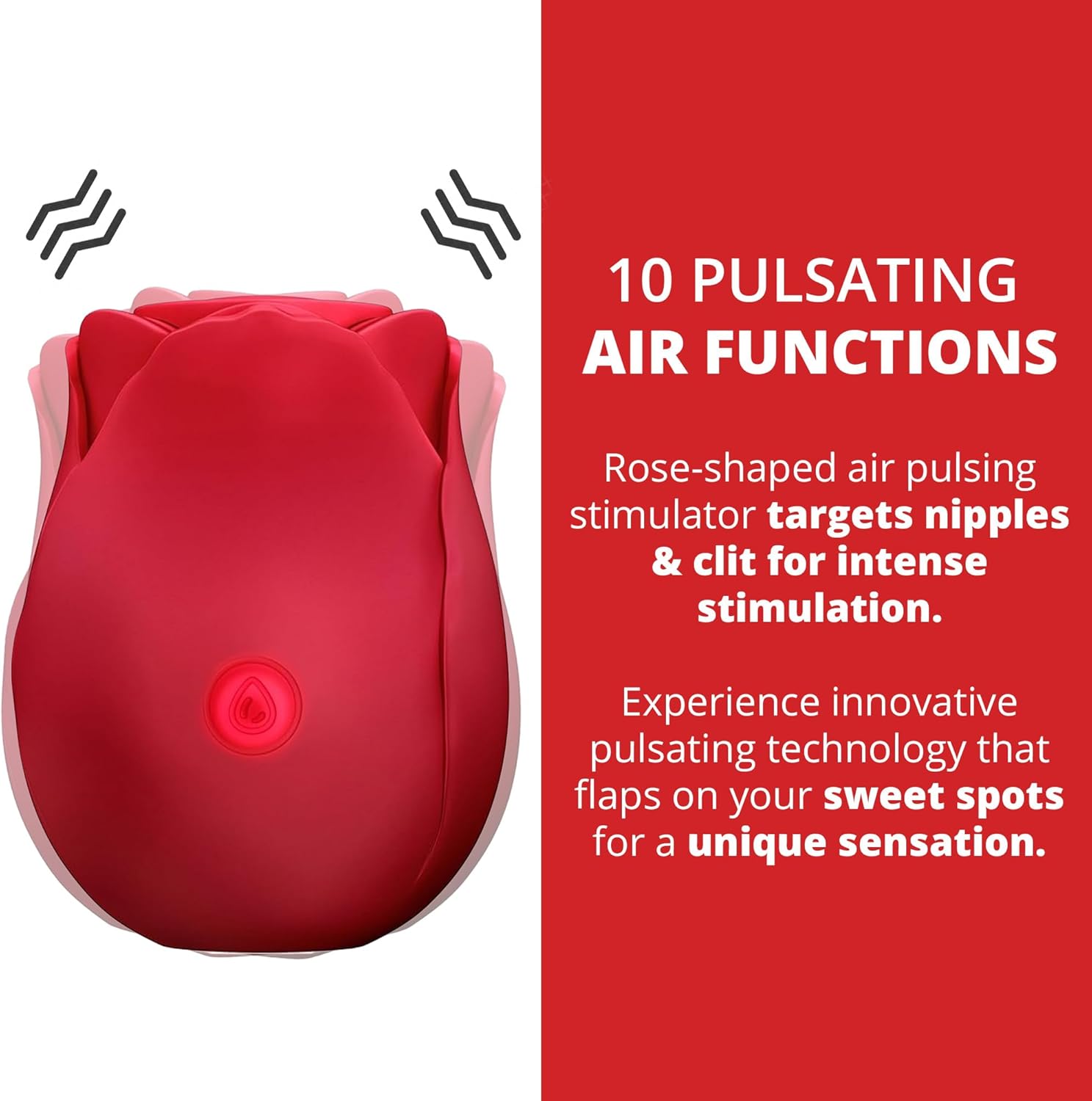 Adam & Eve, Eve's Ravishing Suction+ Rose Clitoral Stimulator Powerful Suction Vibrator for Women 10 Function Pleasure Water Resistant Silicone Oral Sex Toy Rechargeable Adult Toy for Couples