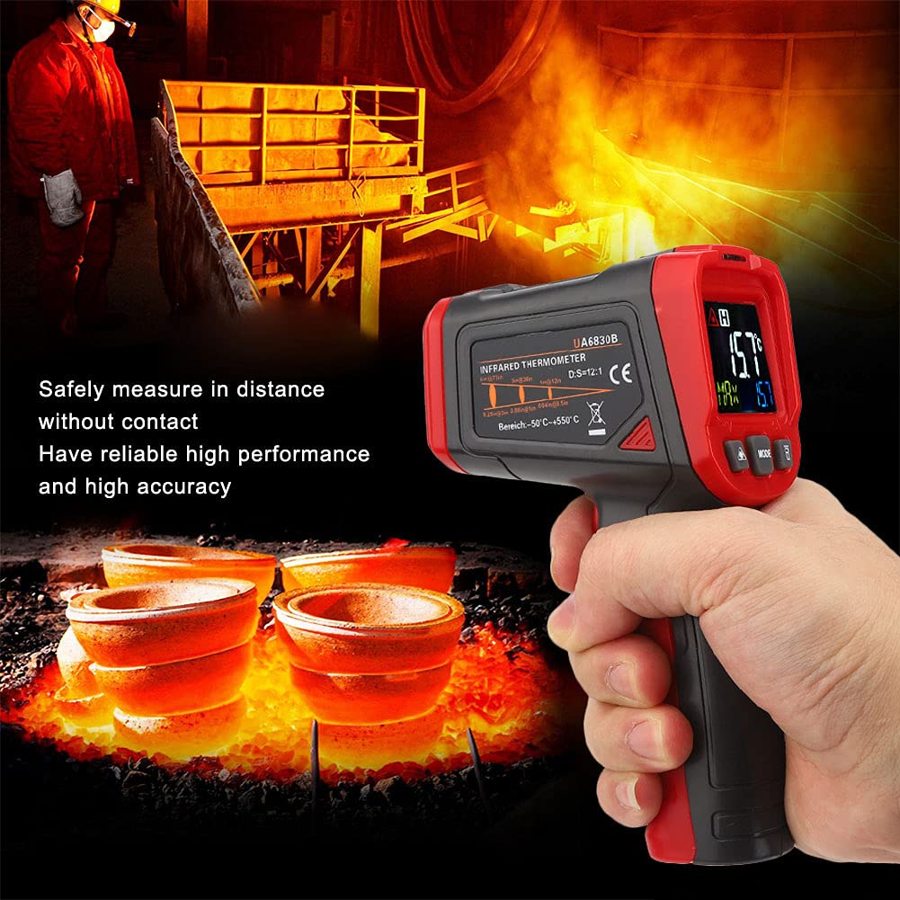 Termometro a infrarossi Industriale Portatile Palmare Tester elettronico della temperatura senza contatto - Schermo LCD digitale a colori con puntamento multipunto per la