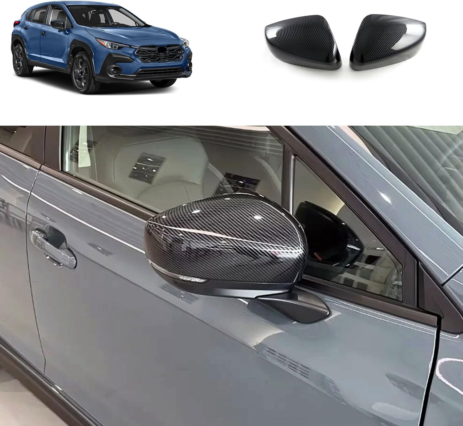 Side View Mirror Cap Cover Compatible With Subaru New Crosstrek 2024 2025 2026 Rearview Mirrors Trim Exterior Car Accessories ABS 2PCS(Carbon Fiber Style)