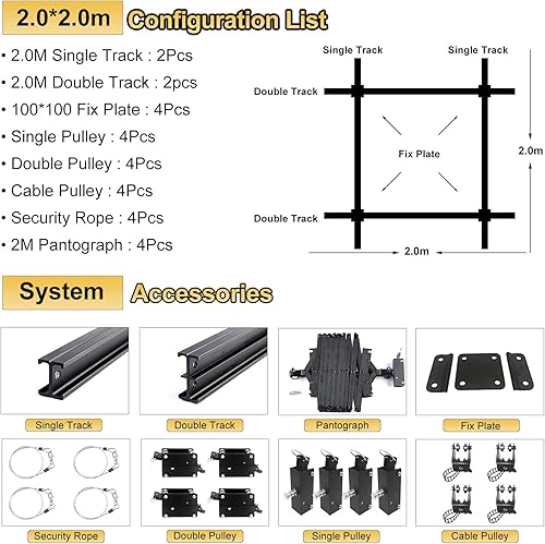 Miniatura 9 de Sistema de riel de techo de 787 x 787 pulgadas sistema de riel de soporte de iluminación de estudio de 66ft sistema de riel de soporte de