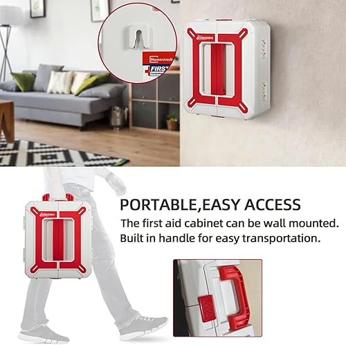 Miniatura 4 de Kit grande de primeros auxilios para negocios, caja de primeros auxilios de plástico montada en la pared, kit de primeros auxilios para estuche