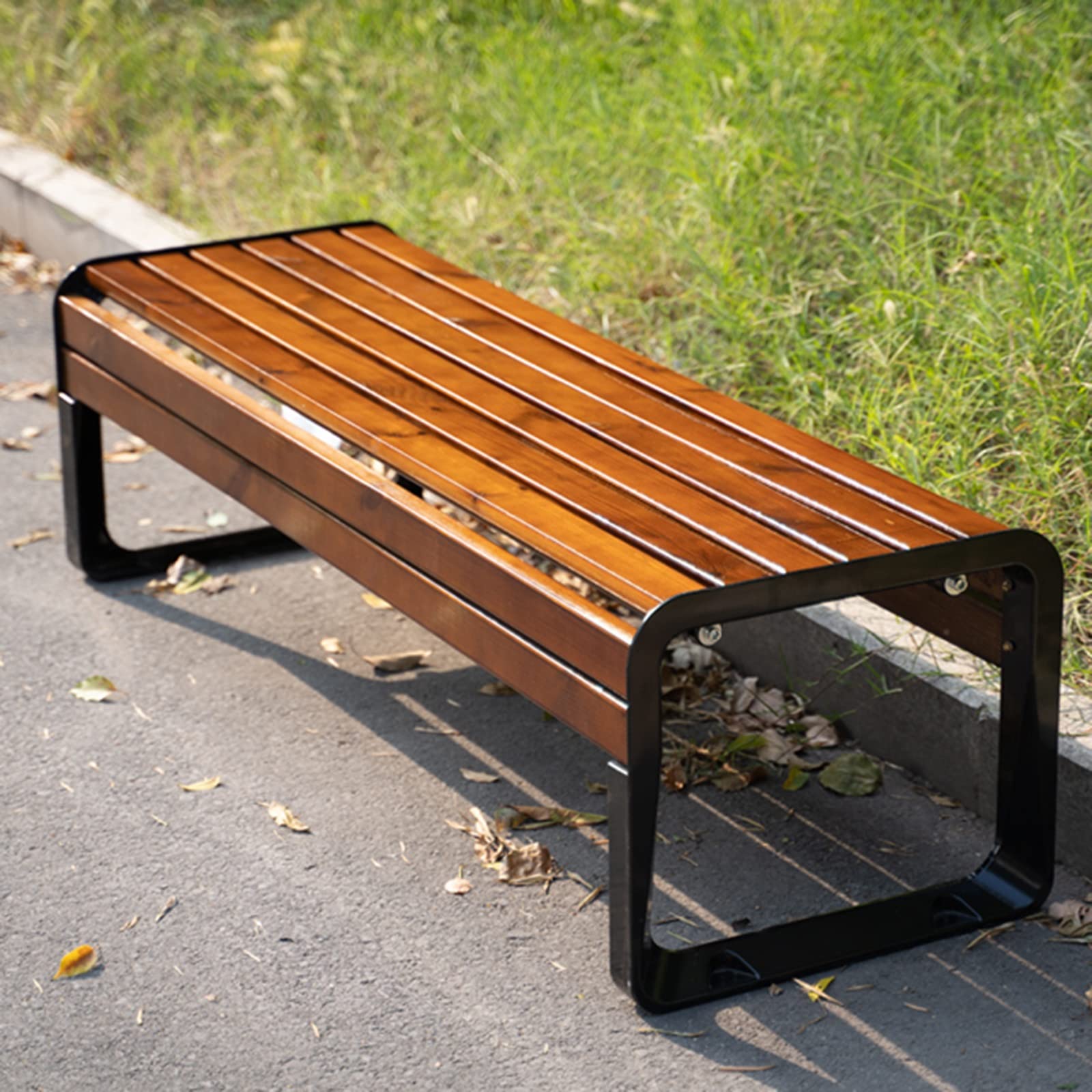 Banc de jardin 2 places en bois massif et fonte d'aluminium
