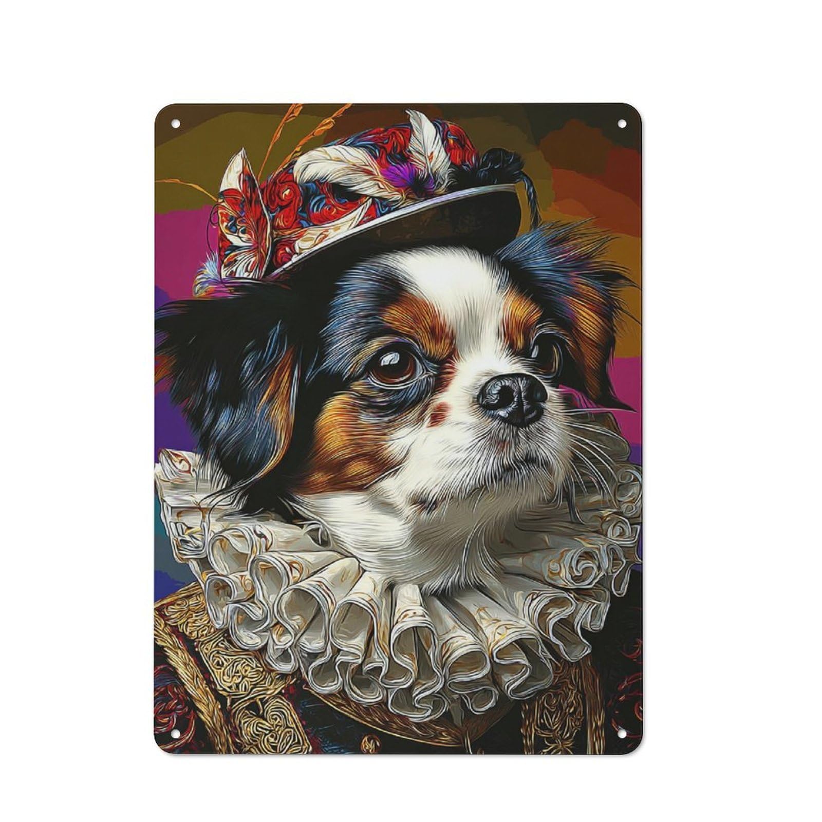 Farmhouse Metal Sign with Regal Canine Portrait -3 Design 40x30cm, Rustic Rustic Kitchen Decor for Dining Room, Cafe, Entryway Or Family Room