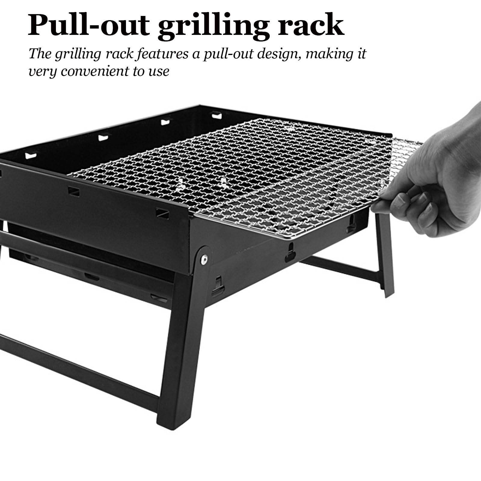 Generico Barbecue da Picnic, Mini Barbecue, BBQ Portatile Pieghevole, a Carbonella, Portatile, per Esterni, Giardino, Feste,Nero,60cm/23.6in