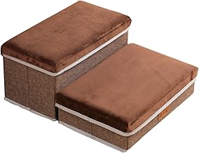 RK Pet Step, Dog Step, Pet Staircase, Dog Stairs, 2-Tiered, Storage Box, Stackable, Collapsible, Foldable, Compact, Lightweight, Inspected Domestically, Brown