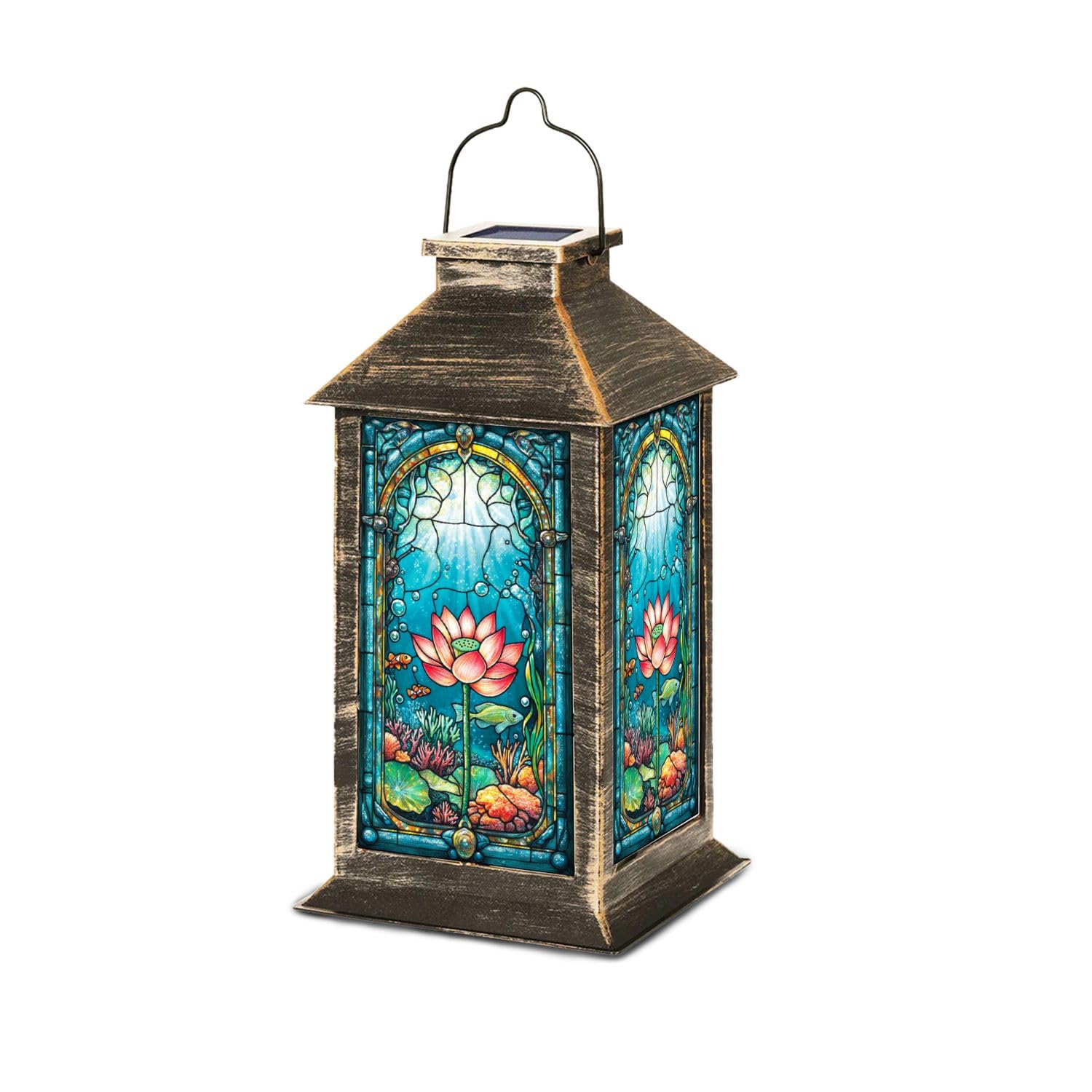 Amazon.com: Solar Lantern Sea Green Stained Glass Window Fish