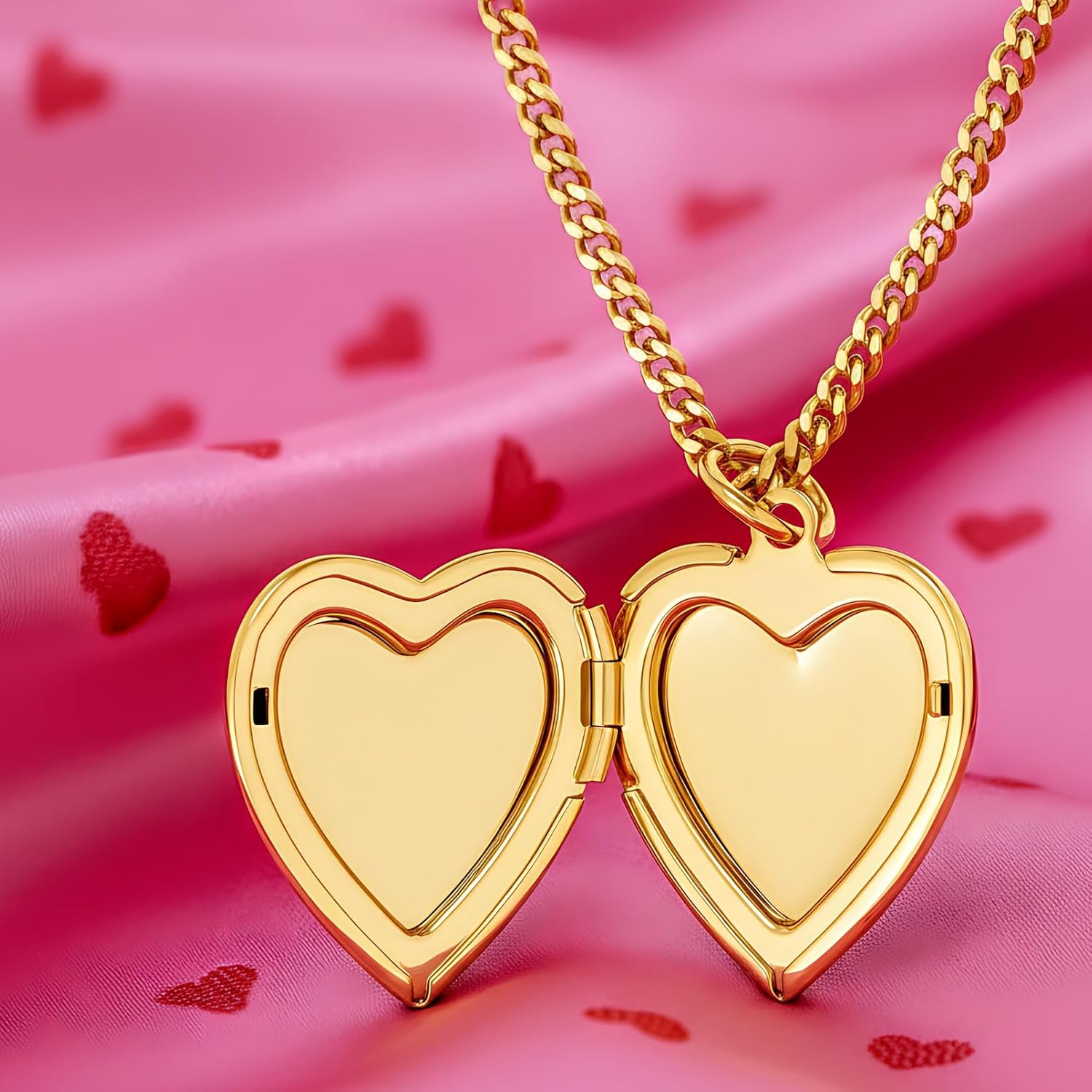 LIFETIME JEWELRY Inlaid Heart Locket Necklace for Women 24k Real Gold Plated - Made in USA Picture Locket Necklace with Lifetime Replacement