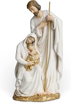 BC Catholic Holy Family Statue, 6" H Nativity Scene Indoor, Religious Gift, Christmas Home Decor, Collectable Figurine, Handpainted Renaissance Sculpture Purity & Grace Collection from Buildclassic