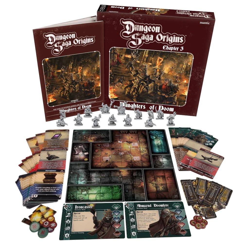mantic Games | Dungeon Saga Origins Daughters of Doom Expansion | Fantasy Dungeon Crawler Expansion | New Heroes, Enemies and Quests