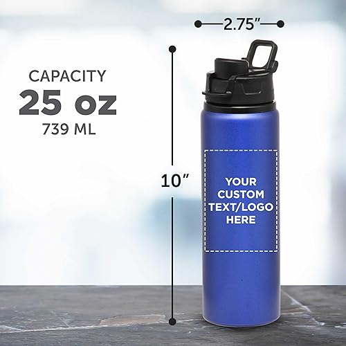 Miniatura 5 de DISCOUNT PROMOS Botellas de agua de aluminio personalizadas con tapas a presión, juego de 100 unidades, paquete a granel personalizado,