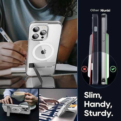 Miniatura 4 de Funda magnética para iPhone 15 Pro Max con soporte, soporte delgado con protector de pantalla compatible con Magsafe a prueba de golpes,