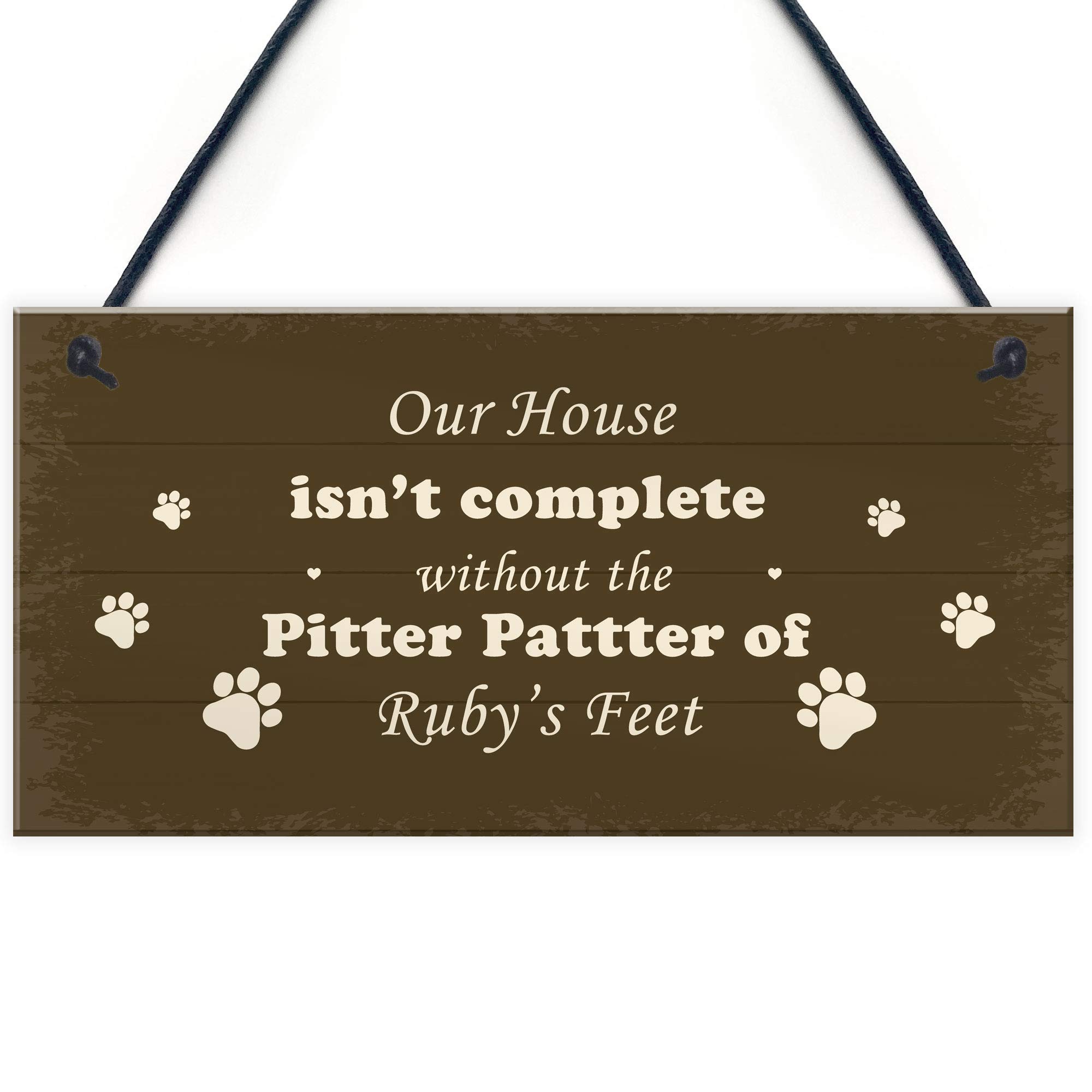 PERSONALISED Pitter Patter Doggy Feet Dog Lover Gift Pet Sign Home Decor