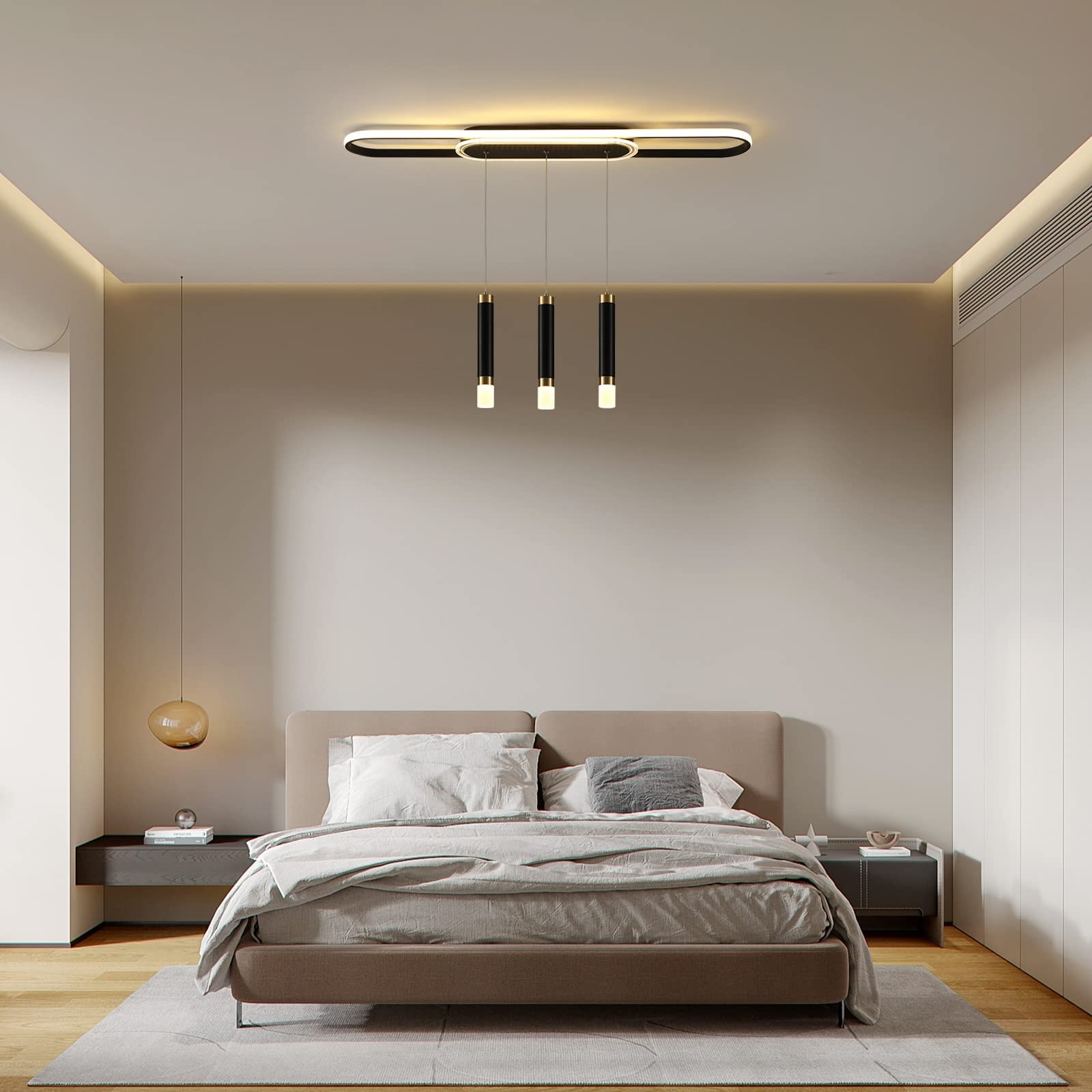 Oninio nowoczesny żyrandol stołowy, akryl 3 światła nowoczesne lampy wiszące sufitowe z pilotem lampa wisząca do kuchni jadalnia salon