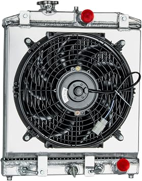 3 Row Radiator + Shroud Fan For Honda Civic D15 D16 1992-2000 | Aluminum 3 Rows Radiators with 12" Fan For Honda Civic EK EG DEL SOL Honda Acura Integra 1.5L 1.6L L4 Engine Cooling