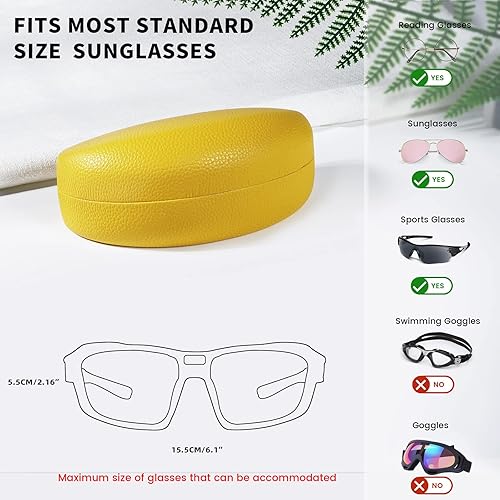 Vista 5 de molshine Estuche rígido para gafas de sol, estuche clásico para gafas de sol,Gafas con paño de limpieza,Bolsa