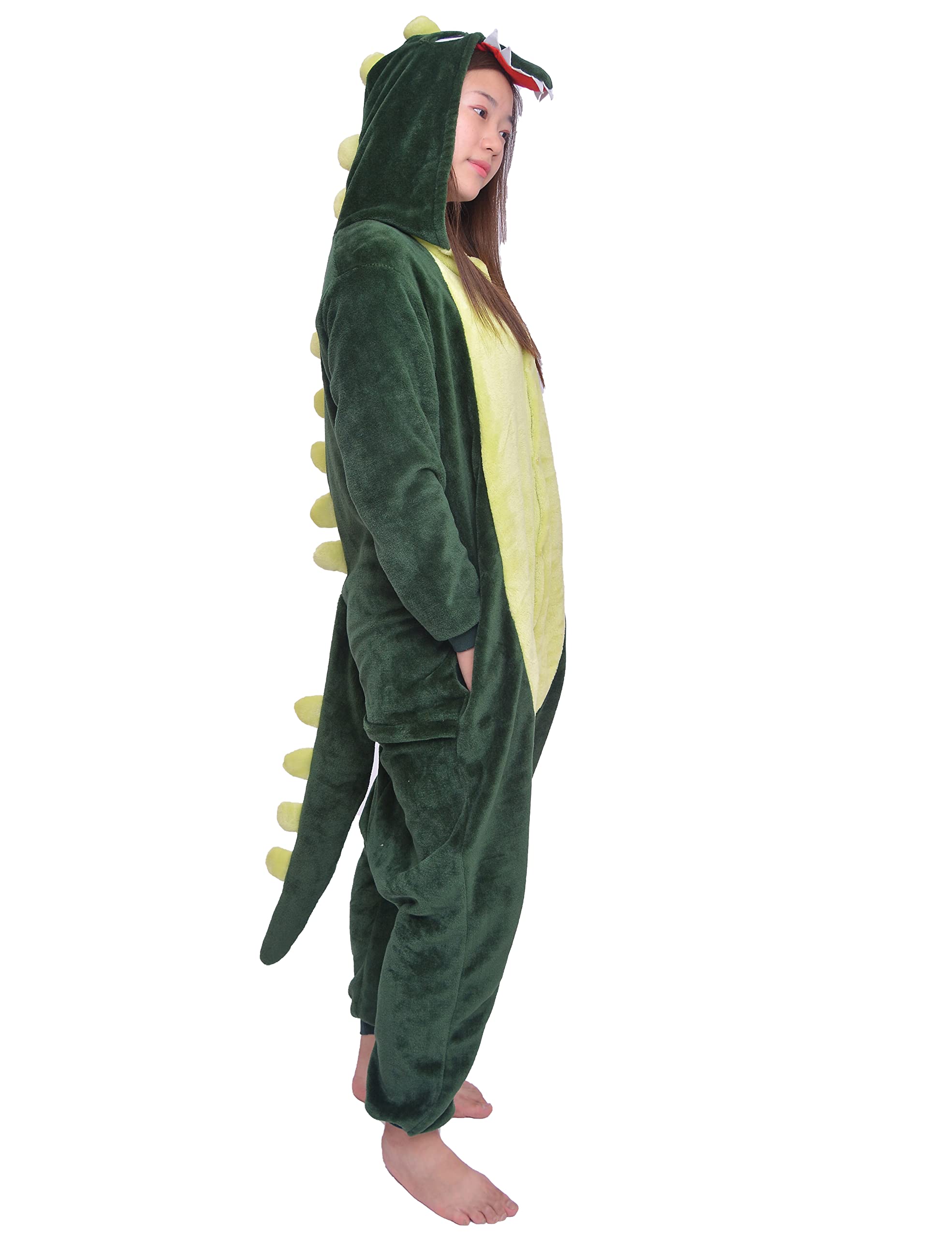 UQOIIL Adults Dinosaur Onesie Animal Pajamas One Piece Cosplay Sleepwear Halloween Costume