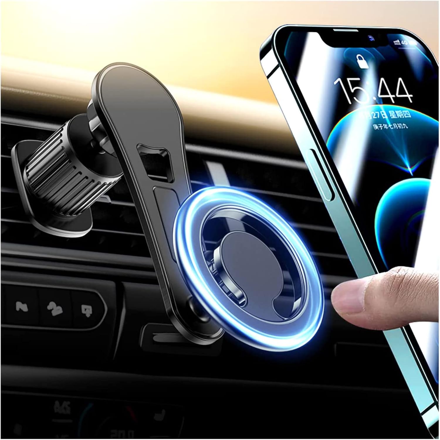 Excefore Compatible for MagSafe Car Mount 2022 New Upgrade Car Vent 360° Rotation Magnetic Phone Holder for Car, Cell Phone Holder for MagSafe iPhone 12 13 14 Pro Max/All Smart Phones(Black)