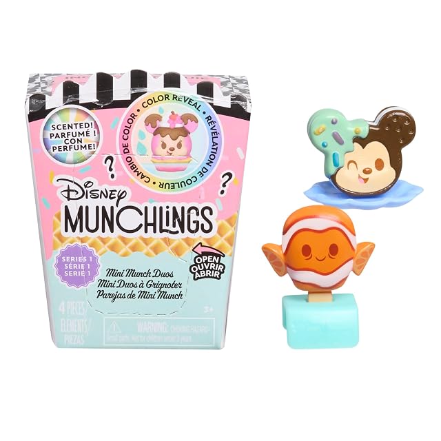 Just Play Figuritas coleccionables Disney Munchlings Mini Munch Duos con Accesorios, 5 Piezas, de 2,5 cm