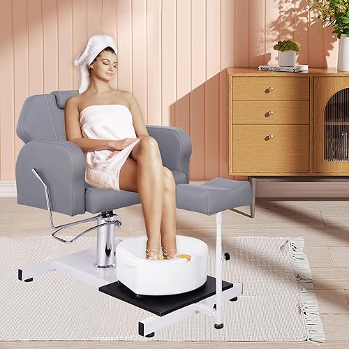Miniatura 2 de Silla de pedicura para tecnología de uñas, sin estación de pedicura de fontanería con hidráulica resistente, silla de pedicura reclinable con altura