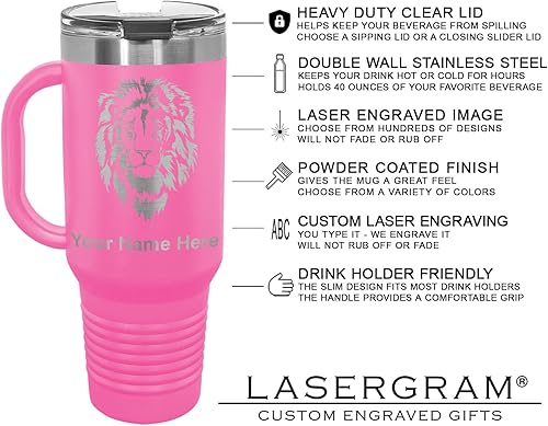 Vista 224 de LaserGram 15oz Vacuum Insulated Coffee Mug, Ankh, Personalized Engraving Included (Orange)