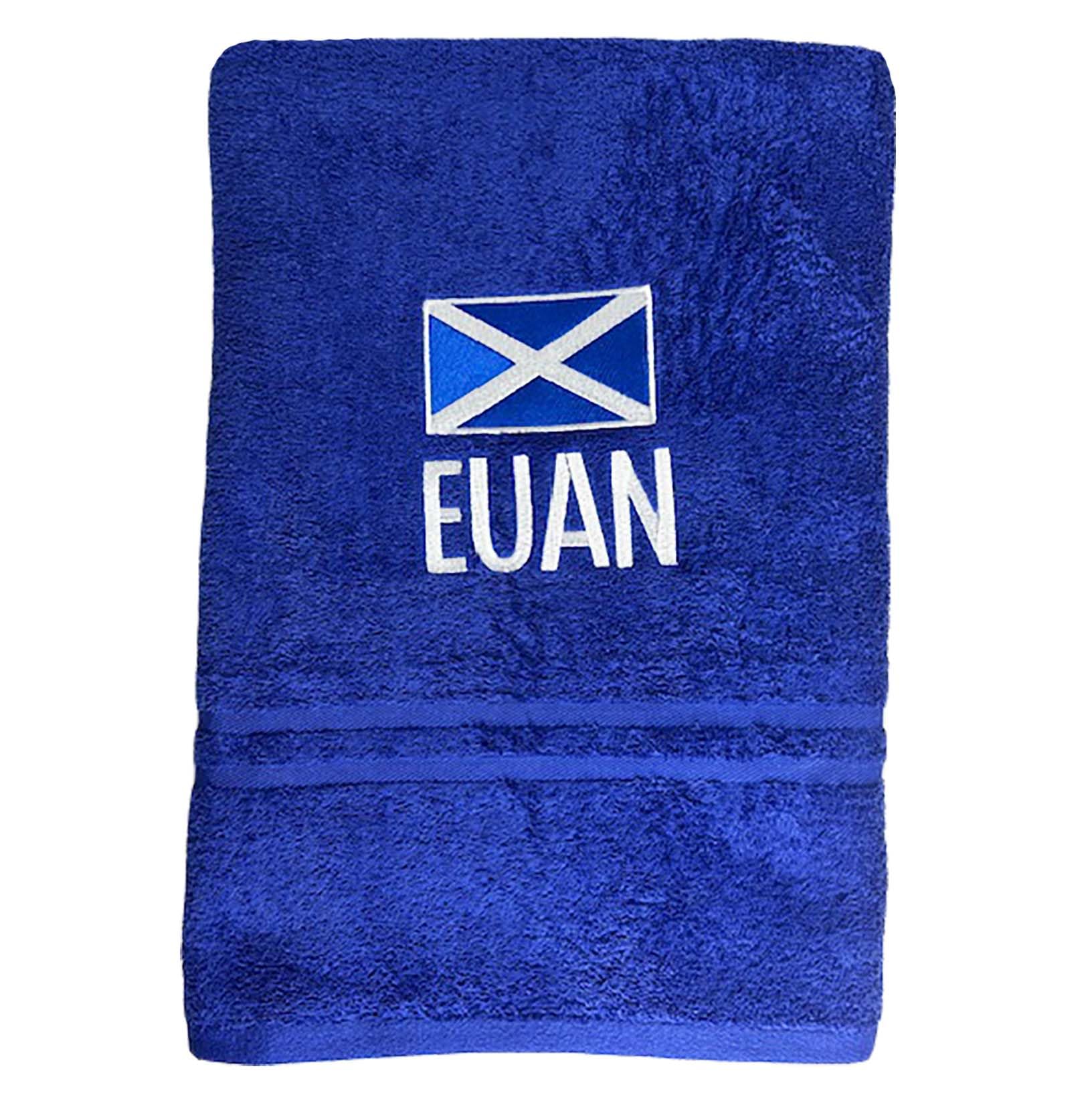 Teddyt's Navy Blue Personalised Scotland Flag Embroidered Royal Blue Bath Towel