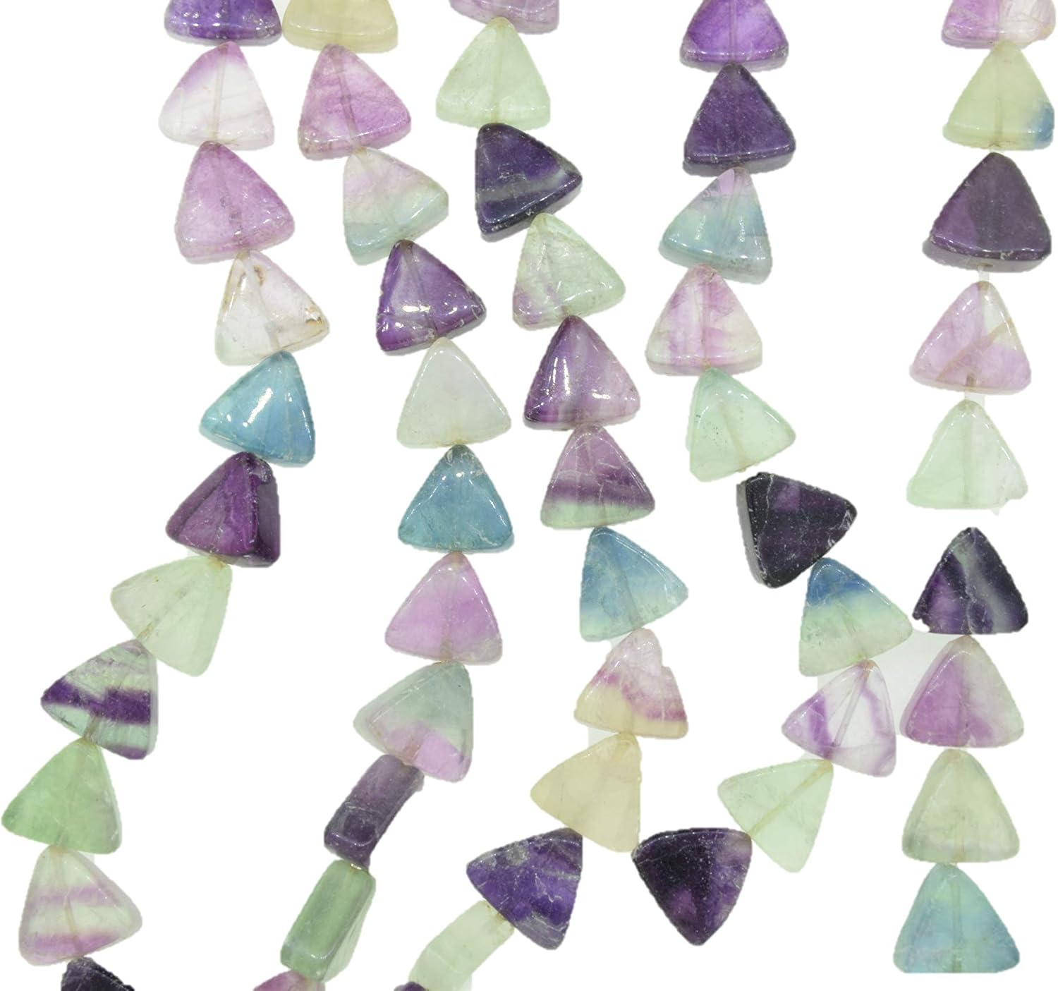 Natural Fluorite Plain Flat Triangle Shape Gemstone Beads for Jewelry Making, Jewelry Supplies, Fluorite Beads 15x15 mm Size, 1 Strand Each of 16" Length