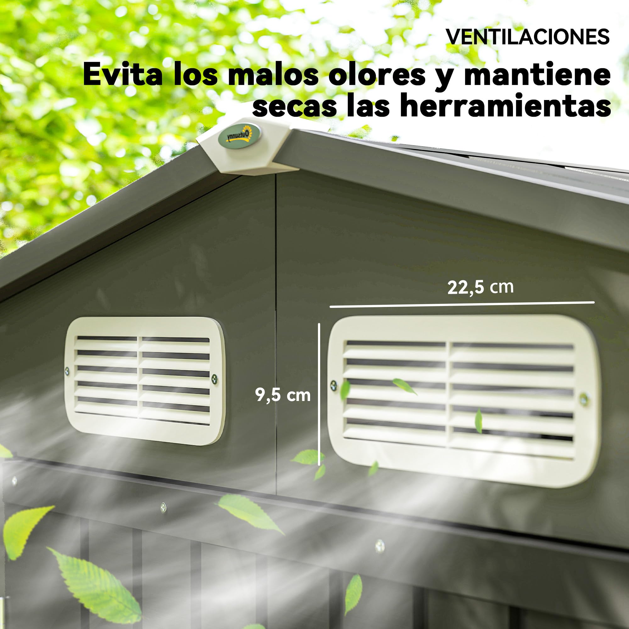 Outsunny Caseta de Jardín Exterior Metálica 2,27 m² 190x131x188 cm Gris | Cobertizo de Jardín Exterior, 2 Ventilaciones, Puerta con Cerradura, para Almacenamiento de Herramientas