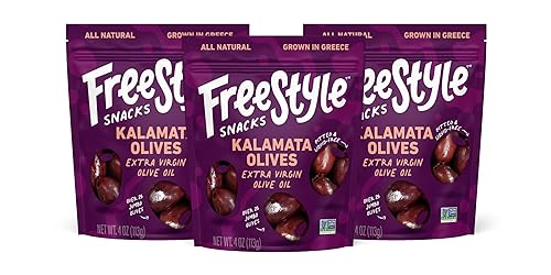 Miniatura 8 de Freestyle Snacks, Paquetes de aperitivos de oliva, aceitunas Kalamata frescas sin hueso, marinadas en aceite de oliva virgen extra, aperitivo