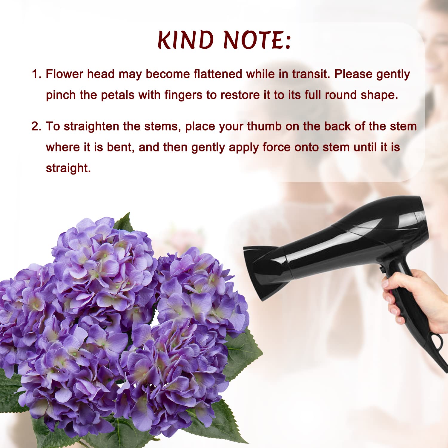 Hollyone Purple Hydrangeas Bunch Artificial Flowers - Image 3