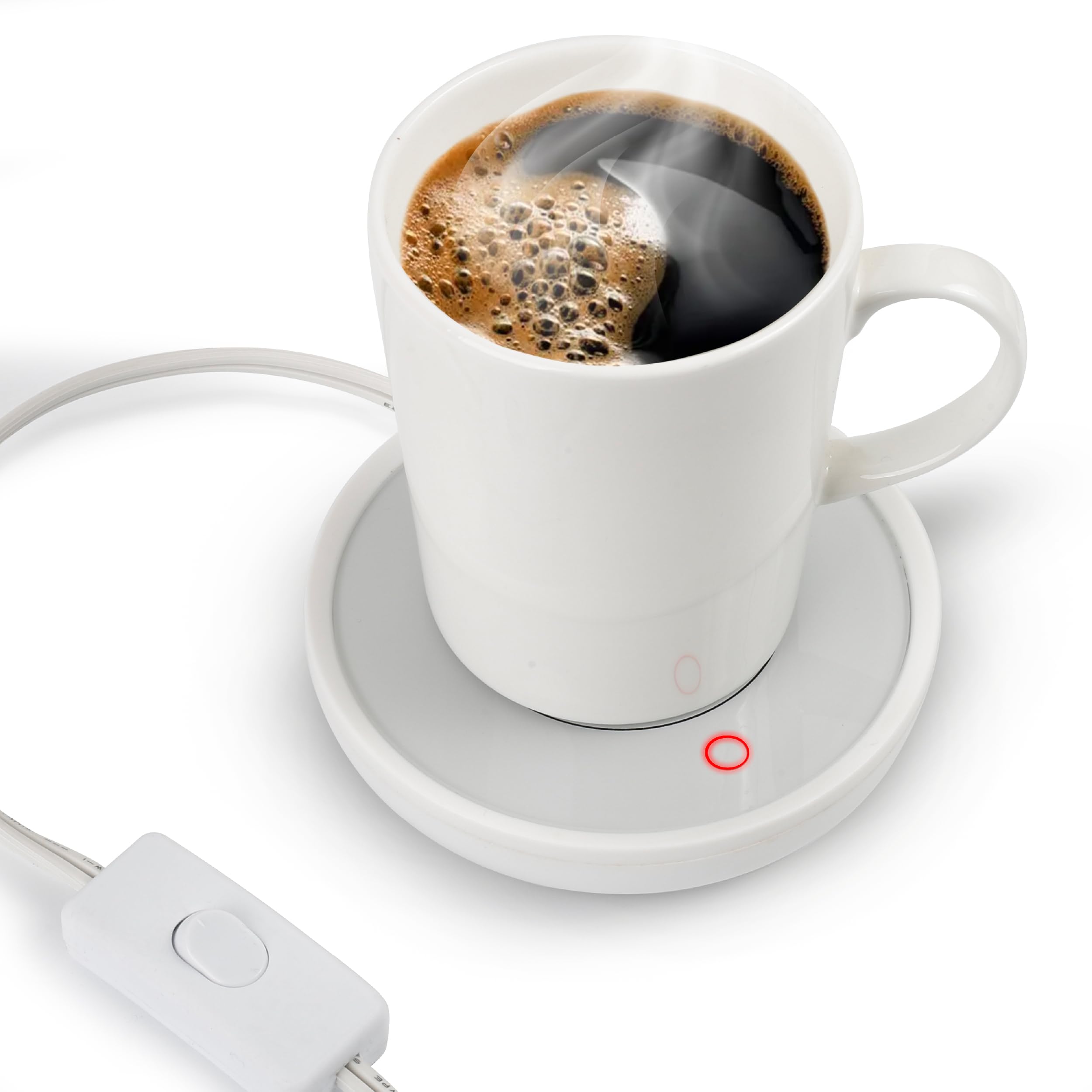 Calentador de tazas de café con apagado automático, calentador de tazas compacto de 17 W para computadora con interruptor de gravedad, placa eléctrica para velas de tarro, mantiene el café, té y