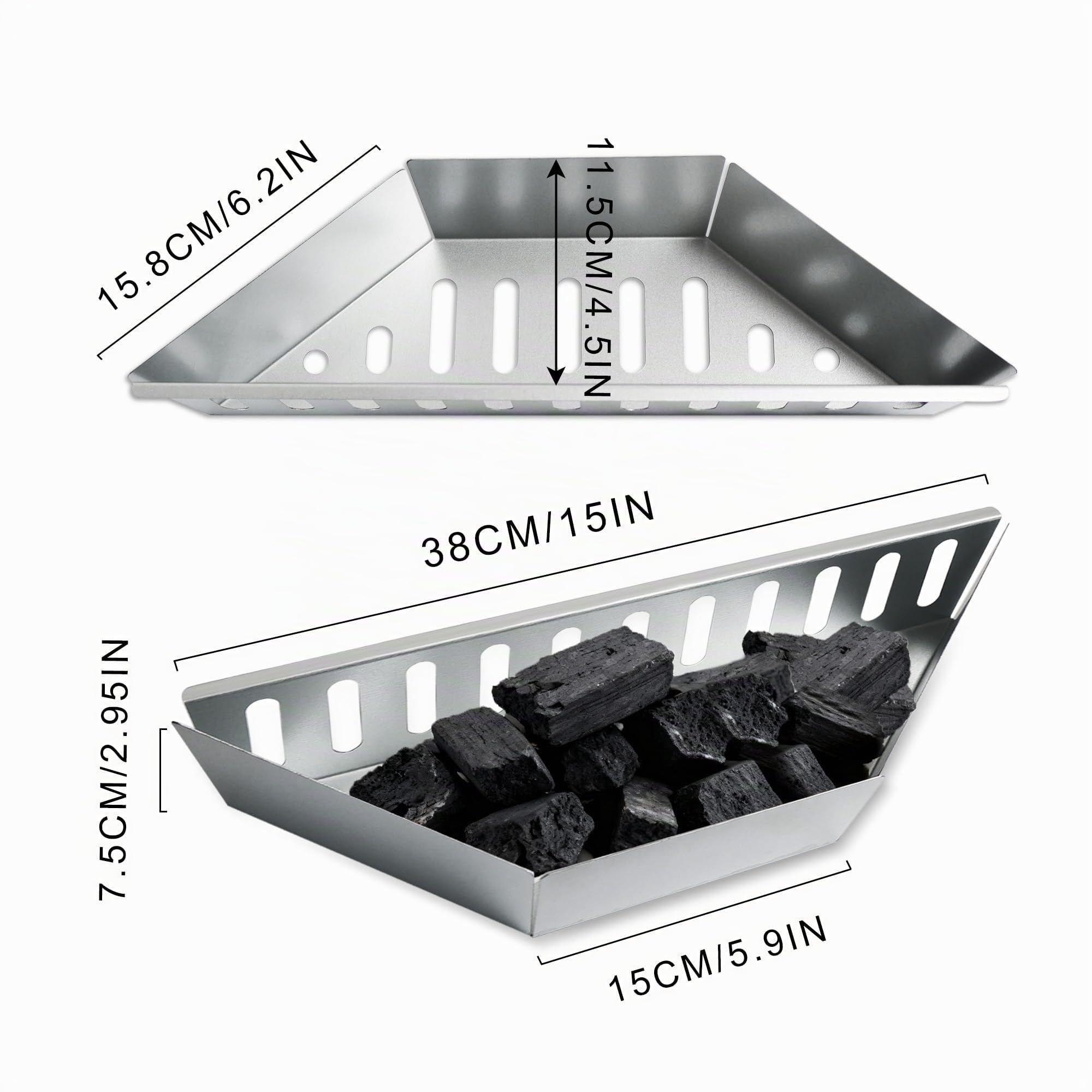 2 cestini per carbonella, ad alta temperatura, resistenza alla corrosione, diretto e indiretto, per bricchette, trucioli di legno, griglie